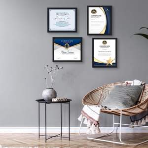 Ensemble de cadres de diplôme haut de gamme en acajou 8,5x11, <span class=keywords><strong>porte</strong></span>-certificat à texture bois raffinée avec languettes à ouverture facile pour un chargement rapide - Product Image 6