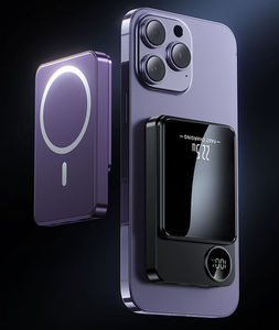 Powerbank Ultra Sottile con Logo Personalizzato, 5000mAh, Metallo, Ricarica Wireless Magnetica 15W, 10000mAh, Colore Nero, Caricabatterie per Telefono Cellulare - Product Image 2