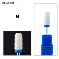WELLSTRY Accepte les étiquettes personnalisées Outil de manucure Embouts de ponceuse à ongles en céramique Diamètre de tige 3/32" Grand cylindre Lisse Boîte portable