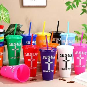 Vaso Reutilizable Personalizado de 16/24 Onzas de PP con Tapa para Beber Directo, a Prueba de Fugas, Ecológico, Libre de BPA, para Fiestas - Product Image 6