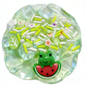 Cute Frog Watermelon Green Crystal Slime Kit, Non-Sticky DIY Stress Relief Kids Slime <b>Toy</b> Bulk Wholesale - Product Image 3