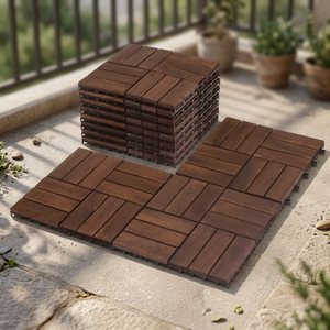 Baldosas de Imitación de Madera de Acacia para Exteriores, 300x300mm, Instalación con Sistema de Clic, Acabado Mate, Antideslizantes, Aislantes del Calor, Estilo Contemporáneo - Product Image 1