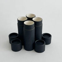 Baume à lèvres premium push-up dans un tube en papier kraft noir écologique, stick déodorant, rouge à lèvres personnalisé avec logo, design imperméable