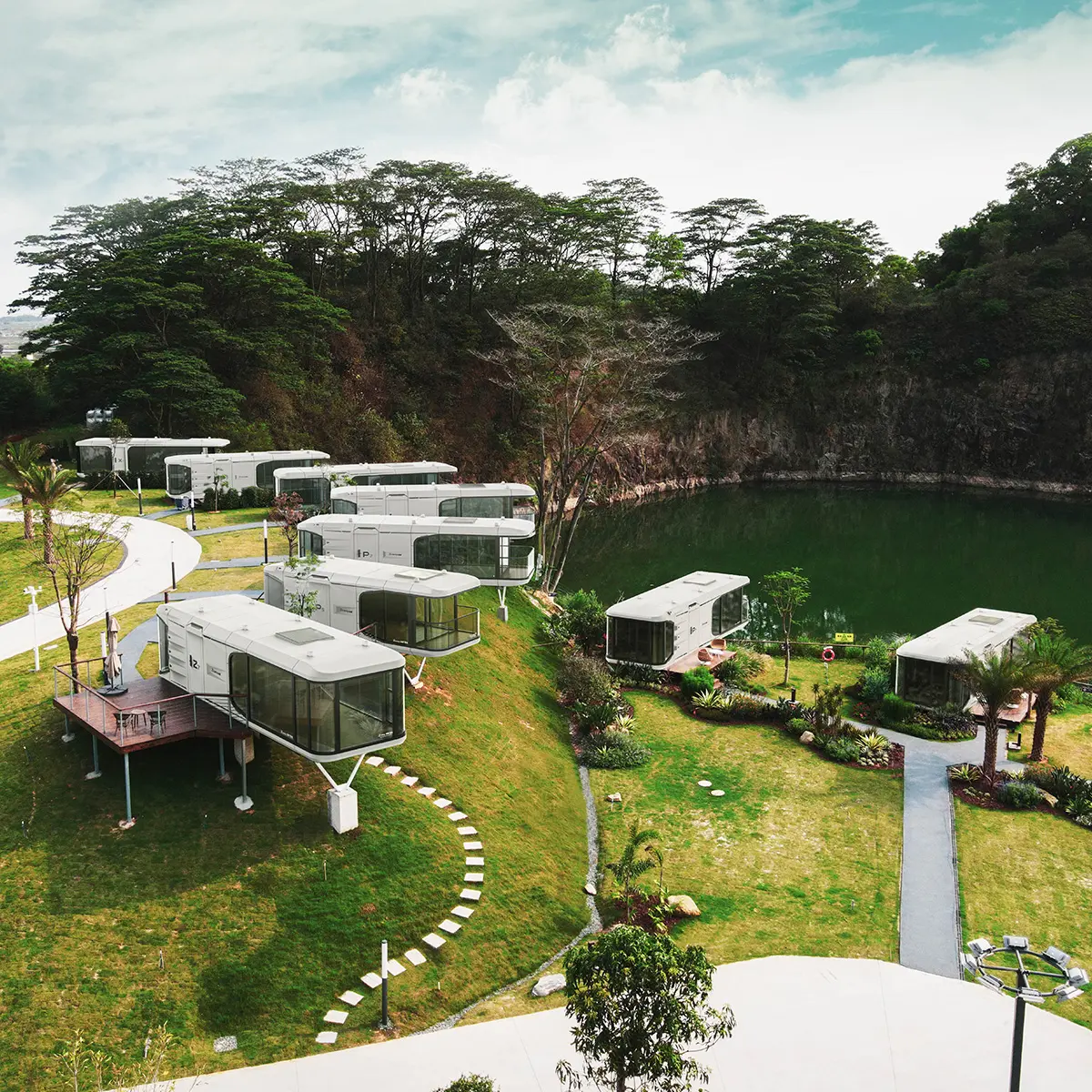 Zcamp X5 özelleştirilmiş konteyner evler lüks açık ev kamp tesisi prefabrik modüler ev uzay kapsülü
