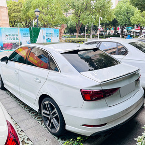 Audi A3 8V Sedan Rear Spoiler Carbon Fiber Texture Piano <b>Black</b> <b>Wing</b> Shaped Trunk Lid <b>Wing</b> 2014-2020 ABS Material - Product Image 3