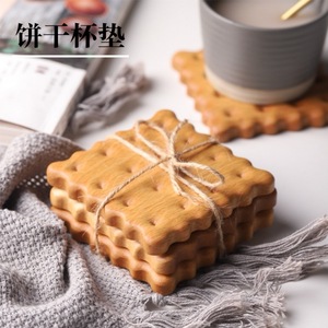 Natural Wood Cookie Coaster <b>Square</b> Beechwood Heat Insulation Durable Coffee Tea Mug Pad - Product Image 1