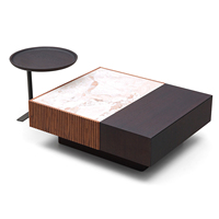 Table basse carrée de luxe italienne avec matériau en bois écologique, design minimaliste pour le salon, décoration de meubles de maison