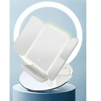 LED Fashion Cosmetic Mirror 3 Fold Make up Mirror 2X3X Magnifying Mirror With LED Lights Rechargeable Battery