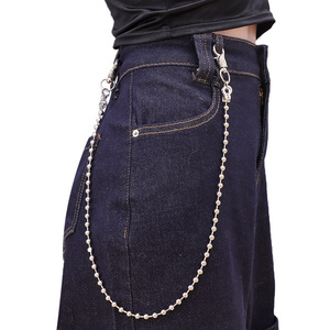 โซ่คาดเอวไข่มุกเทียมทรงกลมสำหรับผู้หญิง สไตล์ฮิปฮอป เครื่องประดับแฟชั่นสำหรับใส่ทุกวัน โซ่โลหะเดี่ยวสำหรับกางเกงยีนส์ - Product Image 1
