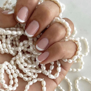 Màu trắng tự nhiên nước ngọt Baroque vuông vòng tròn ngọc trai có thể điều chỉnh căng vòng ngọc trai nước ngọt Vòng Stack - Product Image 1