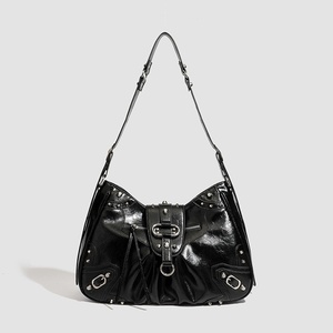 High End Chic Motorcycle Style Waterproof Zipper <b>Backpack</b> <b>Large</b> Capacity Rivet Tote Bag Perfect <b>Women</b> Single-shoulder Crossbody - Product Image 5