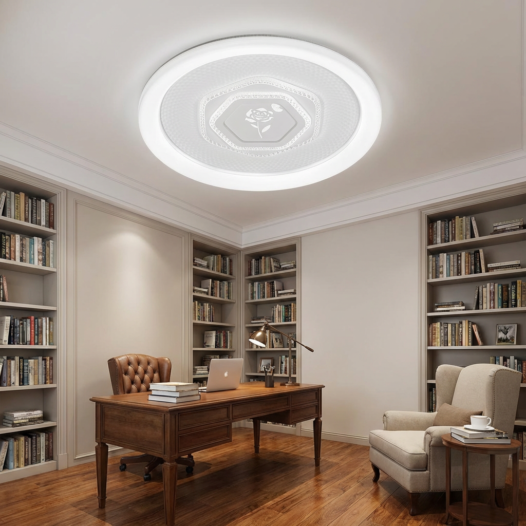 Elegant Halo LED Ceiling Light Creative Rose Design Circular Panel Lamp High Brightness Lighting for Master Room Office Hotel