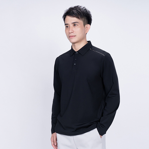 T-shirt de sport à manches longues pour homme, à demi-zip, col roulé, polo, logo personnalisé, tissé, couleur unie, grande taille, décontracté - Product Image 6