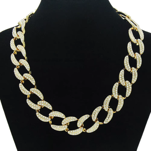 Exaggerated <b>Cuban</b> <b>Chain</b> Full of Diamonds Necklace Female, Collarbone <b>Chain</b> Temperament Cool Tanjing Fashion Lijing Necklace - Product Image 1