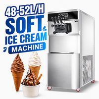 Machine à glace molle professionnelle 3 saveurs avec compresseurs doubles, pré-refroidissement et maintien au frais, double pompe à air