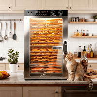 Déshydrateur alimentaire électrique professionnel en acier inoxydable 1100W, double ventilateur, 5 modes prédéfinis, 12/15/18 plateaux pour friandises pour animaux, épices, herbes