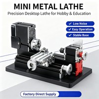 Mini tour horizontal en métal 60W, 110V/220V, banc de 180 mm, portée de 100 mm, machine de tournage légère pour atelier éducatif et bricolage