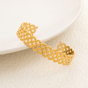 Wholesale Retro Fashion Bracelet 18K Gold Plated Stainless Steel Versatile and Non-Fading Hollow Design for <b>Men</b> and Women - Product Image 2