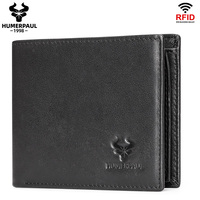HUMERPAUL dompet penyimpan kartu pria, kclutch kulit asli Super tipis RFID minimalis grosir