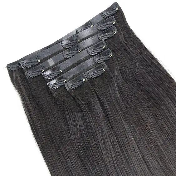 BMF New PU raw virgin seamless clip in hair extension 100% human hair 24 inches vietnamese hair