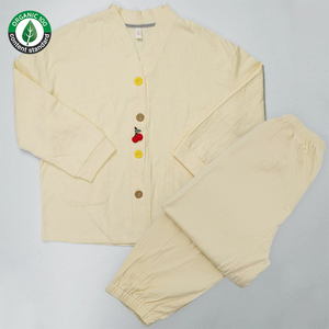 Ensembles de pyjamas pour femmes en coton biologique 100% avec logo personnalisé, ensembles de vêtements de nuit respirants en coton biologique 100% pour femmes - Product Image 2