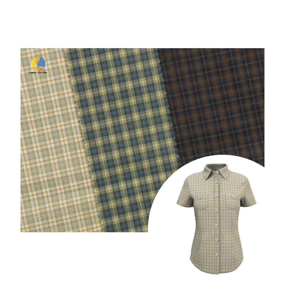 Großhandel garn gefärbte einfarbige Stoffmaterialien für die Herstellung von Kleider hochwertige 100 % Baumwolle Weihnachtsstoff günstiger Gingham-Baugruppe