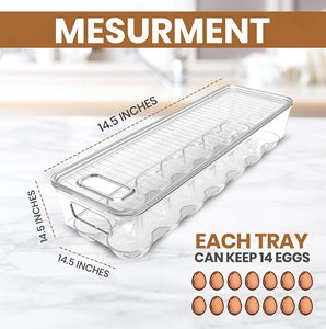 Clear Stackable PP <strong>Egg</strong> Containers 14-<strong>Egg</strong> Holders for Refrigerator Storage Convenient Bins for Fridge Organization Food Storage - Product Image 2