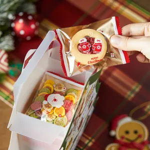 Custom Creatieve Sneeuwpop Kerstboom Vorm Chocolade Snoep Nieuwe Jaar Bakken Verpakking Gift Kinderen Tote Bag Gift Papier Doos
