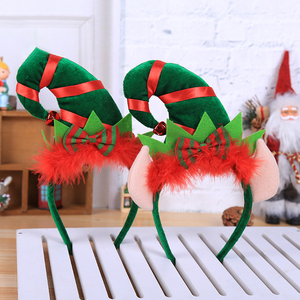 New Trending Factory Wholesale Plastic Round 12*25cm Hot Sell Christmas Elf Hat <b>Hair</b> <b>Band</b> for Kids <b>Girls</b> Holiday Party - Product Image 1