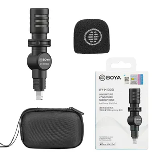 Boya BY-M100D Mini Condensator Microfoon Compatibel Met Iphone Ipad Ipod Touch Voor Het Opnemen Van Smartphone Vlogs 180 Graden