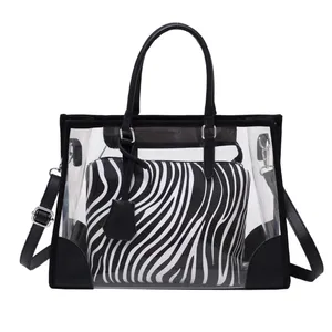 2021 Großhandel Beliebte Mode Transparent Klar PVC Tote Strand tasche Damen Umhängetasche Damen Handtaschen