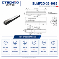 Módulo de Motor Lineal Integrado CTECHNO SLMF2D-33-1085, Carga Útil de Referencia de 34 kg, Plataforma de Precisión con Recorrido de 1085 mm para CNC Pick and Place