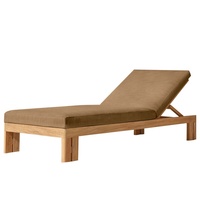 Chaise longue en teck massif pour extérieur, résistante à l'eau et au soleil, idéale pour piscine, B&B, terrasse, plage et jardin, design moderne