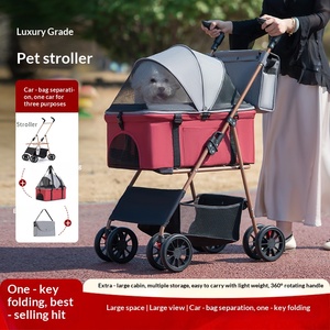 Poussette pliable légère pour animaux de compagnie, avec panier détachable et poignée rotative à 360°, pour chiens et chats de petite et moyenne taille, idéale pour l'extérieur - Product Image 2