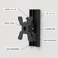 Support mural pour téléviseur DMP LCD400 à mouvement complet, 13-30 pouces, inclinable et pivotant, en aluminium