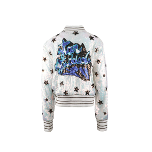 Blouson Bomber Scintillant pour Filles avec Étoiles Pailletées – <span class=keywords><strong>Manteau</strong></span> Iridescent Zippé pour Enfants – Veste de Sport Étincelante pour Fillettes – Collection Boutique - Product Image 2
