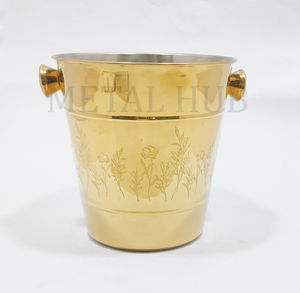Cubo de Hielo para Vino de Acero Inoxidable con Acabado Dorado Premium, Enfriador de Champán con Asas Laterales para el Hogar, Bar, Fiestas y Restaurantes - Product Image 6