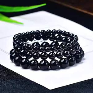 Toptan cilalı doğal Feng Shui siyah turmalin tek döngü Unisex kristal bilezik sevgililer günü hediyeleri - Product Image 4