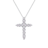 Collier croix en argent S925 avec moissanite, pendentif diamant haut de gamme, bijoux de mariage et de fête pour femme couleur D, personnalisable