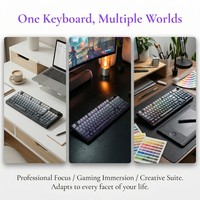 Clavier mécanique à membrane FURYCUBE 98 touches détachable filaire/sans fil, sensation mécanique, RGB avec touches PBT rétroéclairées et bouton d'écran pour PC