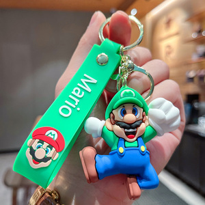 Dessin animé personnalisé 3D en caoutchouc Super <span class=keywords><strong>Bro</strong></span> Marioed en caoutchouc PVC Porte-clés Kawaii Marioed en silicone pour sac de voiture Porte-clés de décoration en PVC - Product Image 4