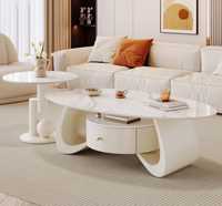 Table basse elliptique en roche éclatée, convertible, durable, portable, petite, de luxe, moderne, pour salon