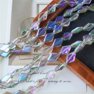 Pendentif en perle de verre cristal en forme de losange 11x15, électroplaqué coloré, pour bijoux DIY et accessoires capillaires - Product Image 3
