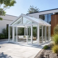 Fabricante de Invernaderos de Aluminio y Vidrio, Techo a Dos Aguas, Doble Acristalamiento, Jardín de Invierno, Venta al Por Mayor, Personalizado, OEM, Directo de Fábrica