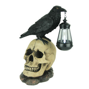 Crâne <span class=keywords><strong>Dead</strong></span> Rising Zombie tenant une lanterne en résine, décoration de fête d'Halloween, ornements de squelette - Product Image 4