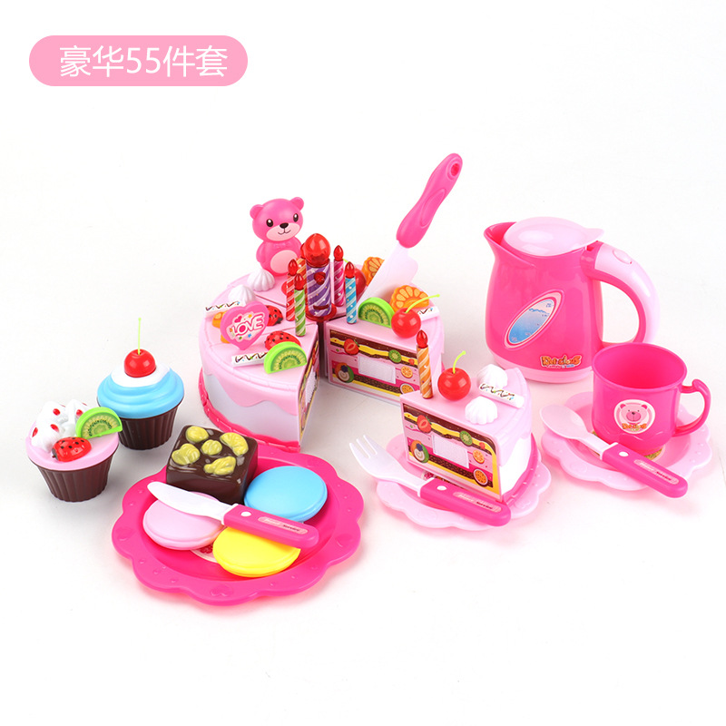 Set de pastel de 55 piezas [Rosa] con luces y velas