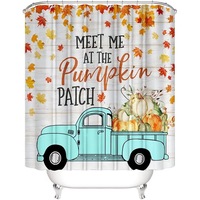 Rideau de douche en polyester motif camion citrouille, résistant à la décoloration, impression personnalisée, imperméable, ensemble de rideaux de douche, vente en gros YL33