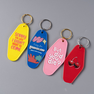 Chất lượng cao retro motel Keychain tùy chỉnh fashional motel Keyring tùy chỉnh thiết kế đôi bên in ấn khách sạn Keychain - Product Image 6