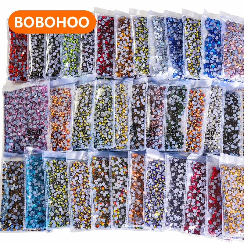 BOBOHOO Same Cuts Small Bag ss6-ss30 None AB Colors Glass Hotfix Stone Iron On Rhinestones For T-shirt