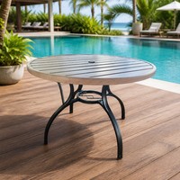 Table de salle à manger ronde d'extérieur avec trou pour parasol, en acier, style bistrot